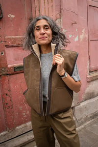 Bellerose Jonson Sheep Brown Reversible Sleeveless Jacket