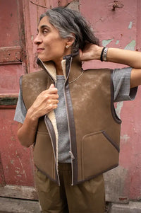 Bellerose Jonson Sheep Brown Reversible Sleeveless Jacket