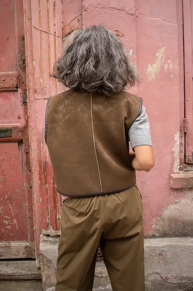 Bellerose Jonson Sheep Brown Reversible Sleeveless Jacket