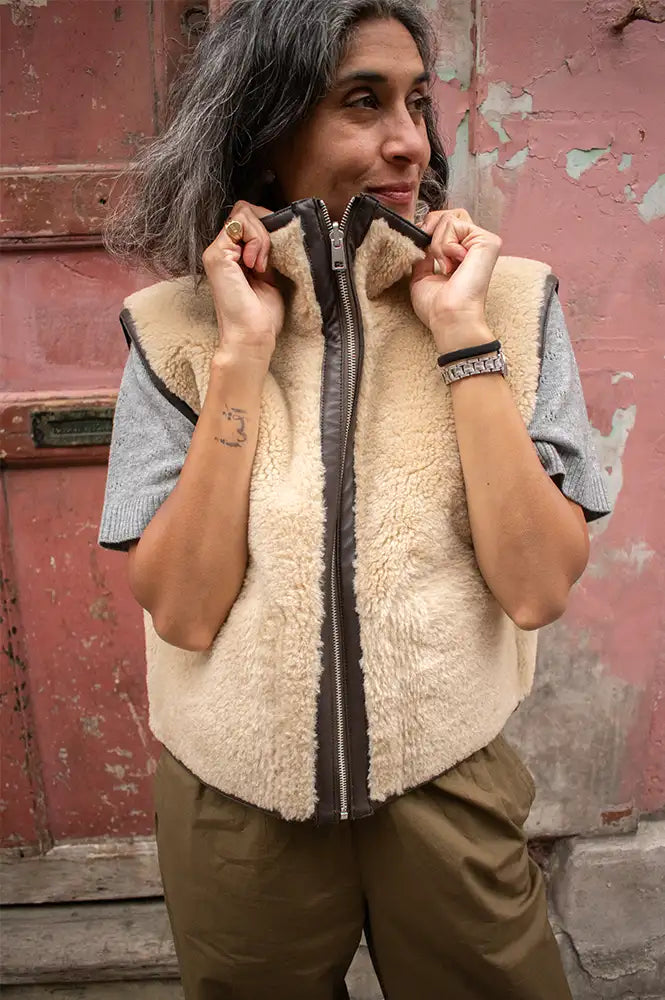 Bellerose Jonson Sheep Brown Reversible Sleeveless Jacket
