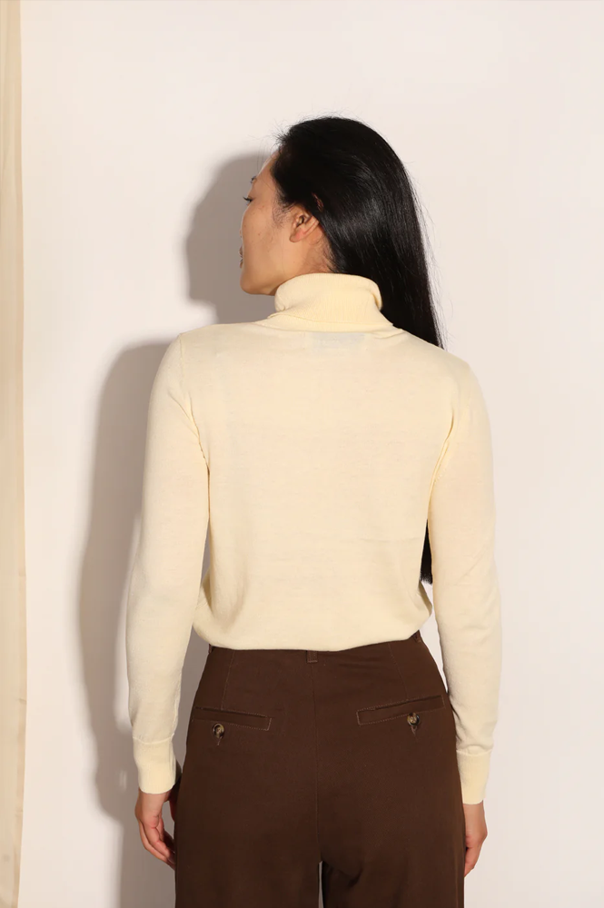 L.F. Markey Joshua Cream Knit Turtleneck - The Mercantile London