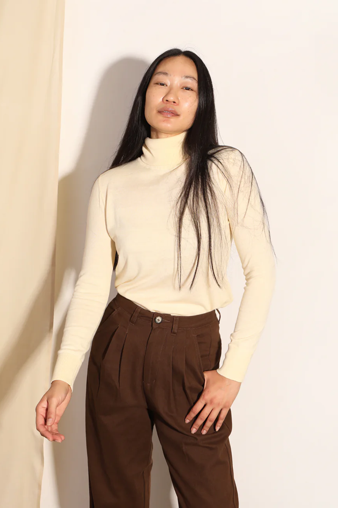L.F. Markey Joshua Cream Knit Turtleneck - The Mercantile London