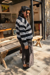 Jumper 1234 Cloudy Black Brushed Stripe Crewneck Jumper