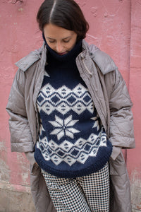 The New Society Neriana Navy Jacquard Jumper - The Mercantile London