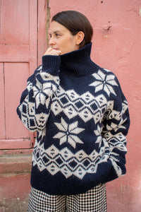 The New Society Neriana Navy Jacquard Jumper - The Mercantile London