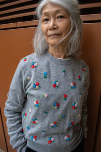 Jumper 1234 Grey Floral Embroidered Jumper