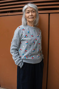 Jumper 1234 Grey Floral Embroidered Jumper