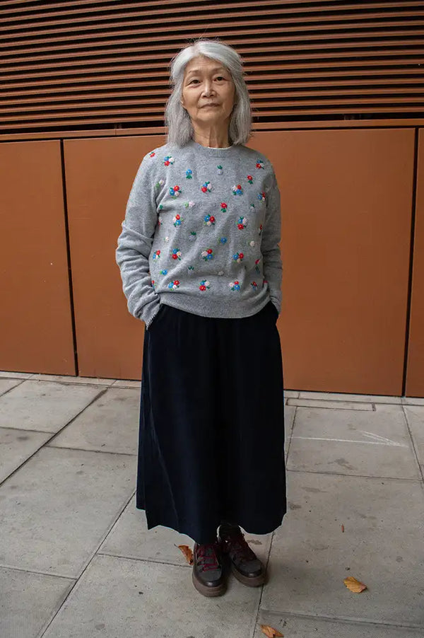 Jumper 1234 Grey Floral Embroidered Jumper
