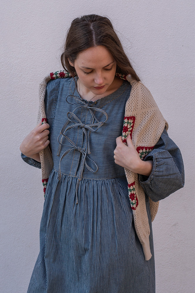 Far Afield Crochet Peyote Sand Floral Knit Jumper - The Mercantile London