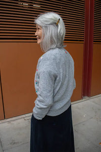 Jumper 1234 Grey Floral Embroidered Jumper