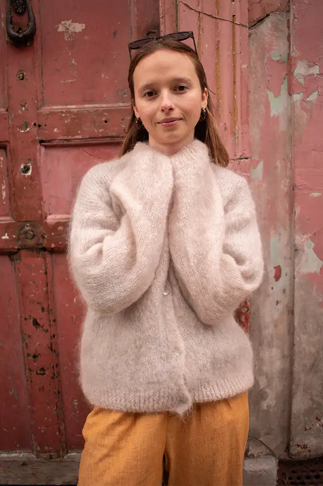 Noella Kae Oyster Mohair Cardigan - The Mercantile London
