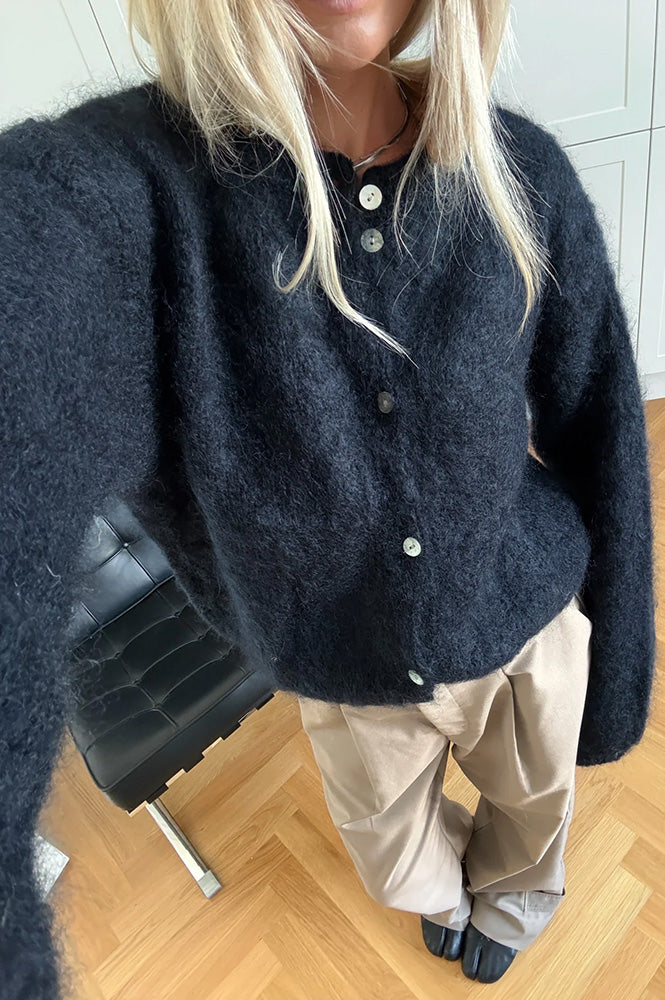 Noella Kae Navy Mohair Knit Cardigan