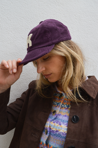 Kappy Aubergine Corduroy Cap