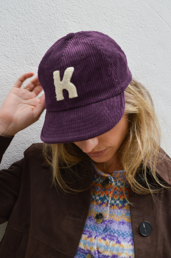 Kappy Aubergine Corduroy Cap
