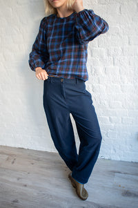 ICHI Kate Navy Denim Trousers - The Mercantile London