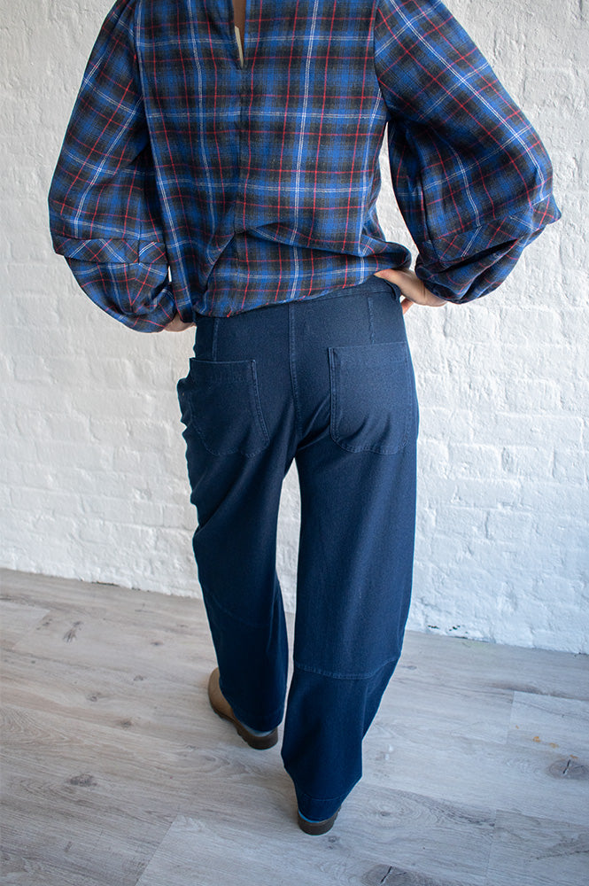 ICHI Kate Navy Denim Trousers - The Mercantile London