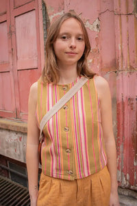 Garance Cloud Khaki Striped Vest Top - The Mercantile London