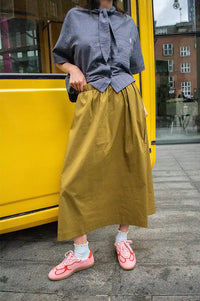 ICHI Lelaya Fir Green Midi Skirt