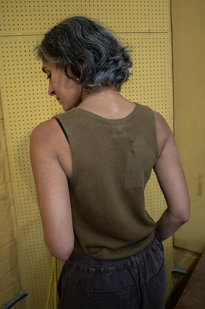 Yerse Khaki Knitted Vest - The Mercantile London