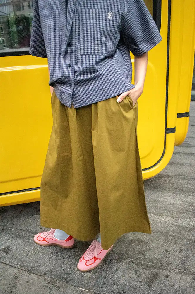 ICHI Lelaya Fir Green Midi Skirt
