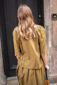 Indi & Cold Broderie Anglaise Khaki Blouse - The Mercantile London