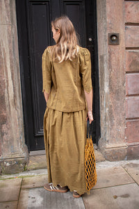 Indi & Cold Broderie Anglaise Khaki Skirt - The Mercantile London