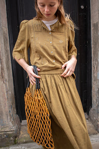Indi & Cold Broderie Anglaise Khaki Skirt - The Mercantile London