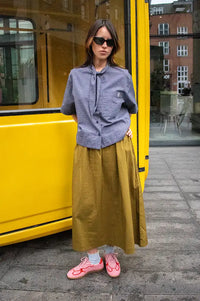 ICHI Lelaya Fir Green Midi Skirt