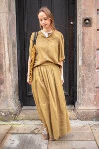 Indi & Cold Broderie Anglaise Khaki Skirt - The Mercantile London