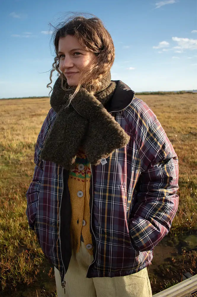 Yoko Wool Khaki Boa Scarf - The Mercantile London
