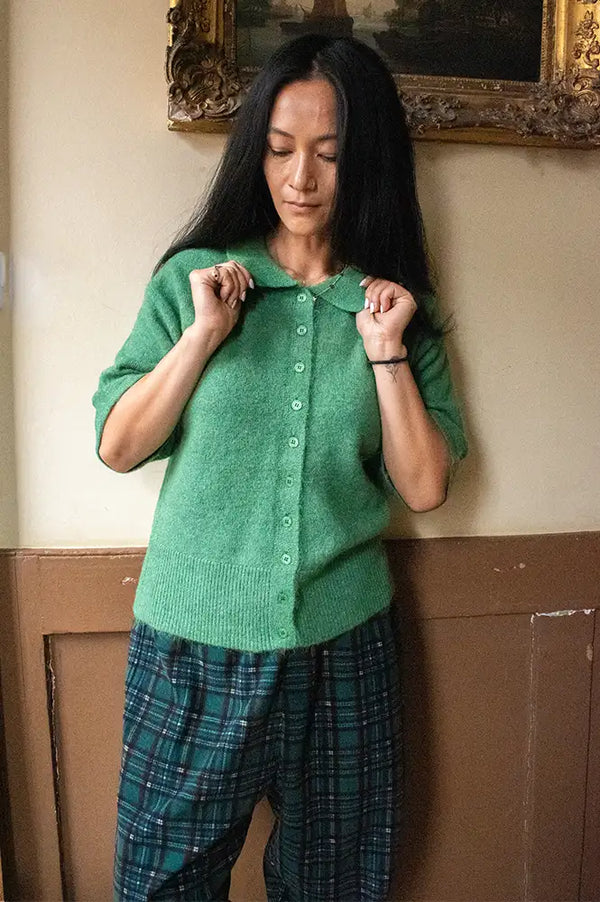 ICHI Kamara Fairway Green Knitted Cardigan