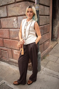 Object Jania Birch Knitted Scarf Detail Vest