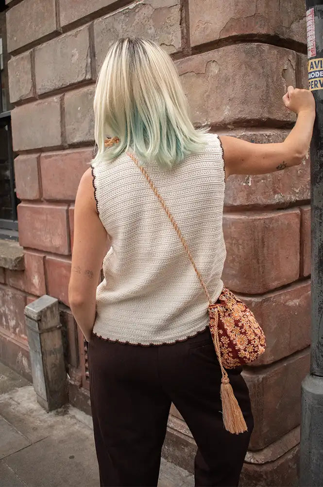 Object Jania Birch Knitted Scarf Detail Vest