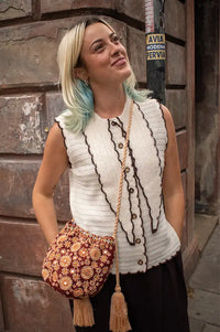 Object Jania Birch Knitted Scarf Detail Vest