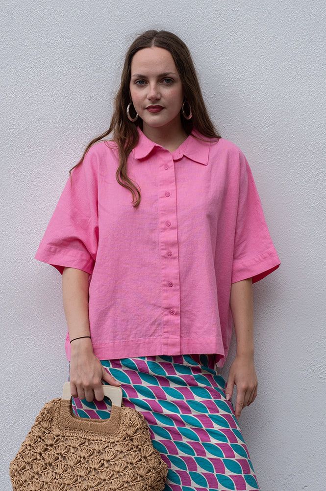 Komodo Kimono Pink Linen Shirt - The Mercantile London
