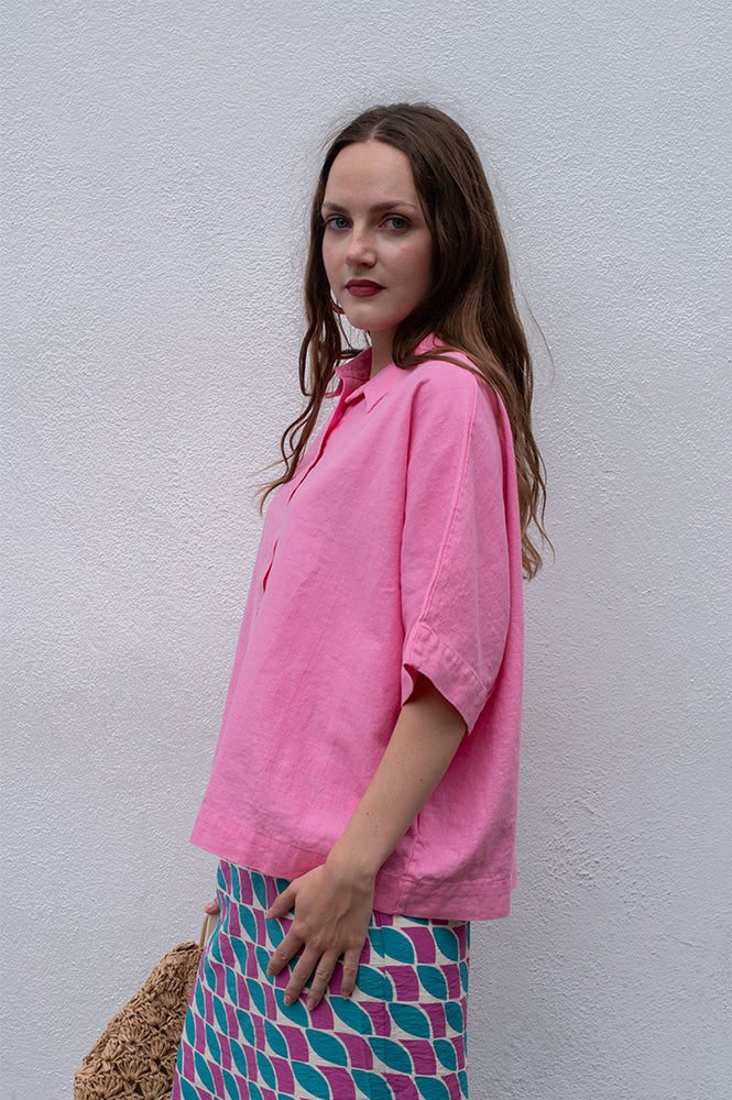 Komodo Kimono Pink Linen Shirt - The Mercantile London