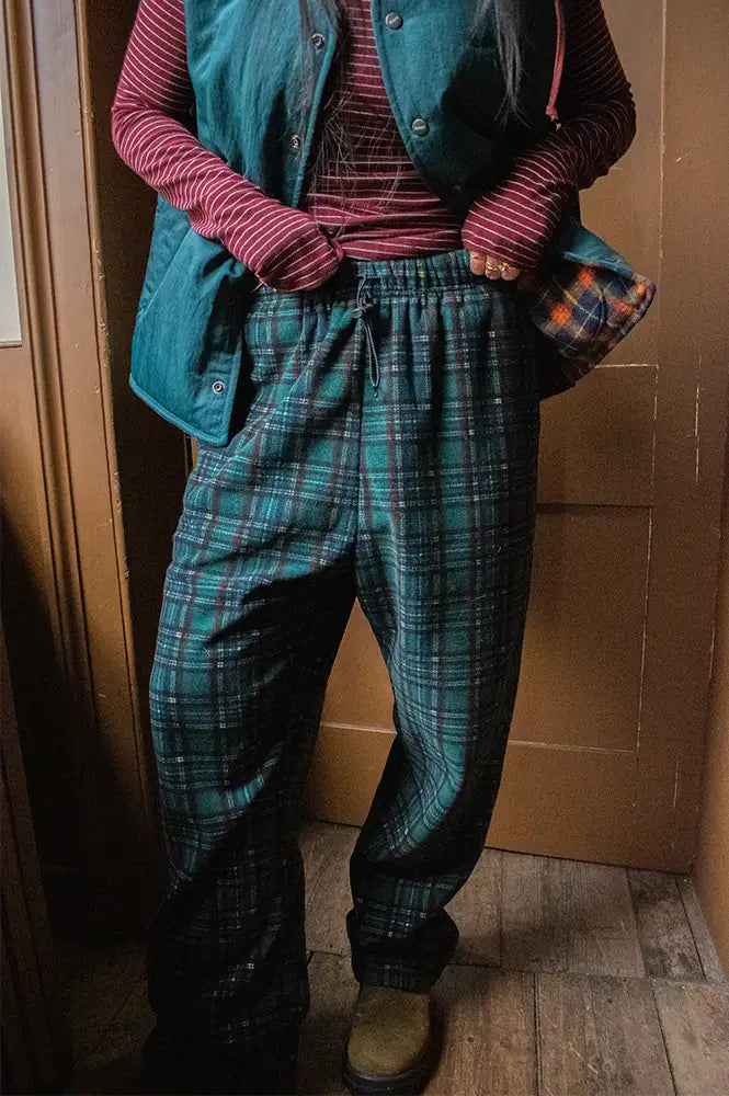 Kappy Fleece Green Check Joggers