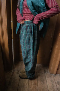 Kappy Fleece Green Check Joggers