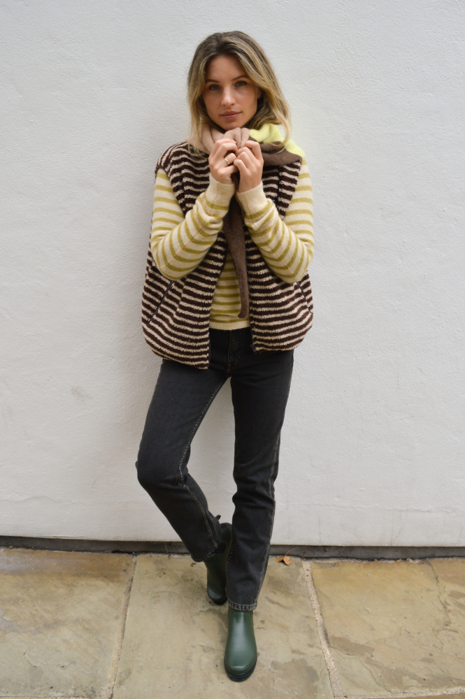 Kappy Brown Stripe Fleece Vest