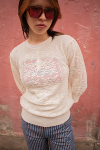 Yerse Pointelle White Knitted Top - The Mercantile London