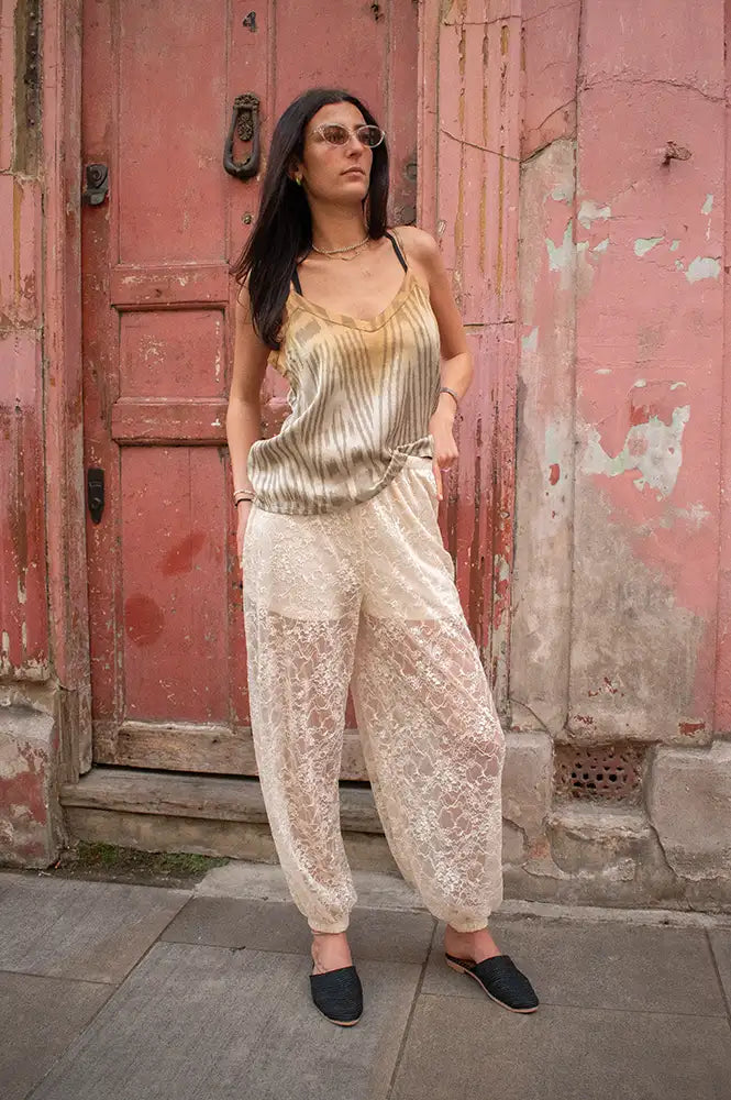 ICHI Xelva Birch Lace Trousers - The Mercantile London