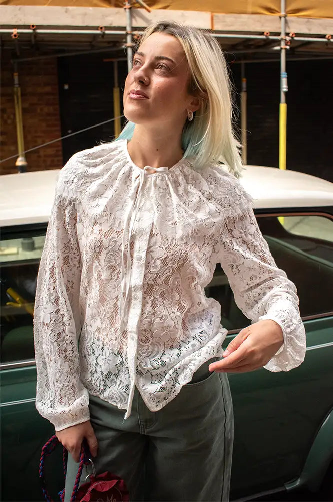 Object Laney Cloud Dancer Lace Blouse