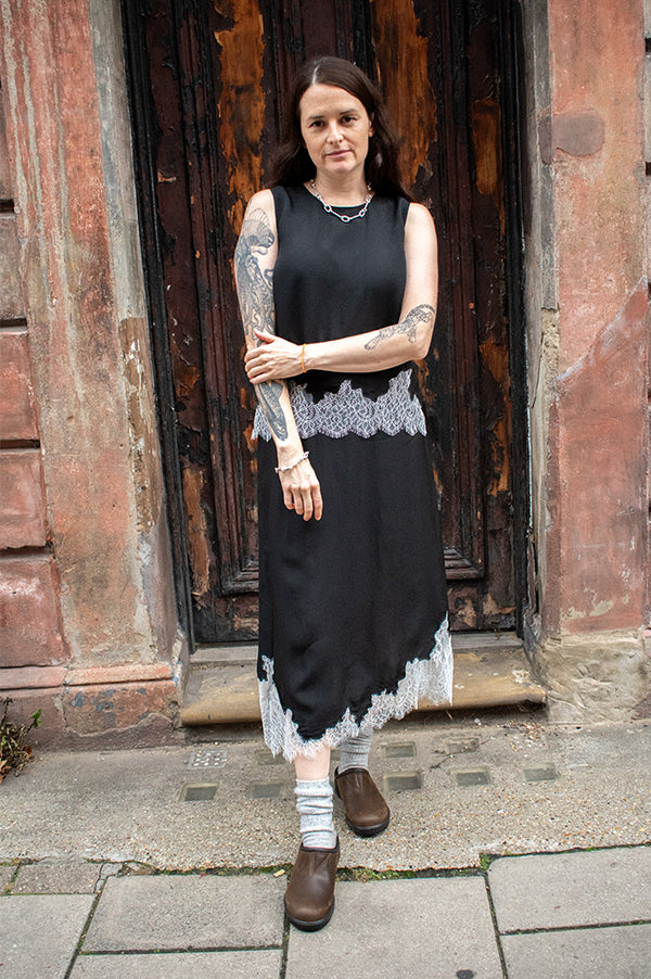 Object Dalme Black and White Lace Skirt - The Mercantile London