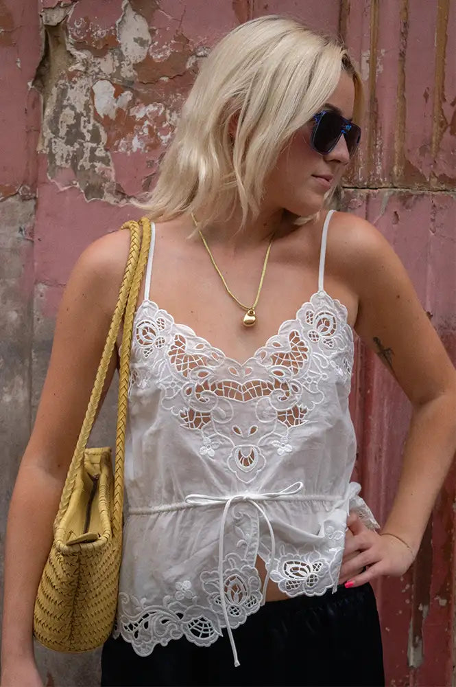 Second Female Shia White Strap Top