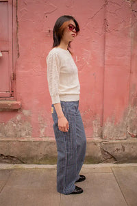 Yerse Pointelle White Knitted Top - The Mercantile London