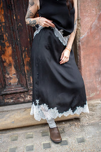 Object Dalme Black and White Lace Skirt - The Mercantile London