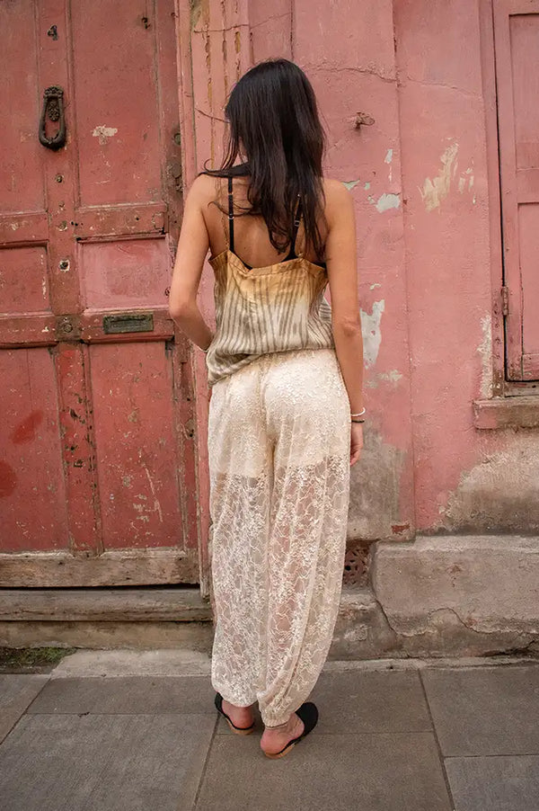 ICHI Xelva Birch Lace Trousers - The Mercantile London
