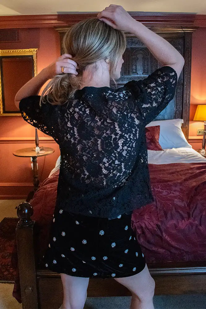 ICHI Liliana Black Lace Blouse