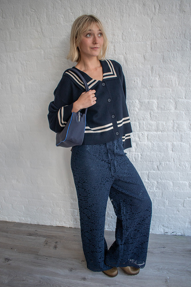The Tiny Big Sister Navy Lace Trousers - The Mercantile London