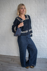 The Tiny Big Sister Navy Lace Trousers - The Mercantile London